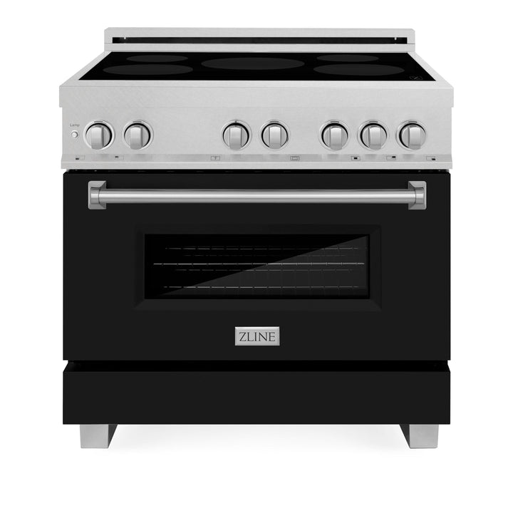 ZLINE 36" 4.6 cu. ft. Induction Range with a 5 Element Stove and Electric Oven in Durasnow and Black Matte, RAINDS-BLM-36