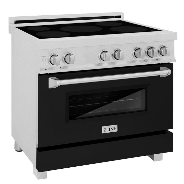 ZLINE 36" 4.6 cu. ft. Induction Range with a 5 Element Stove and Electric Oven in Durasnow and Black Matte, RAINDS-BLM-36