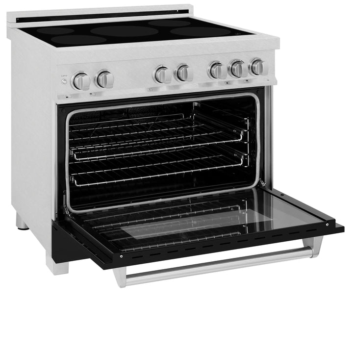 ZLINE 36" 4.6 cu. ft. Induction Range with a 5 Element Stove and Electric Oven in Durasnow and Black Matte, RAINDS-BLM-36