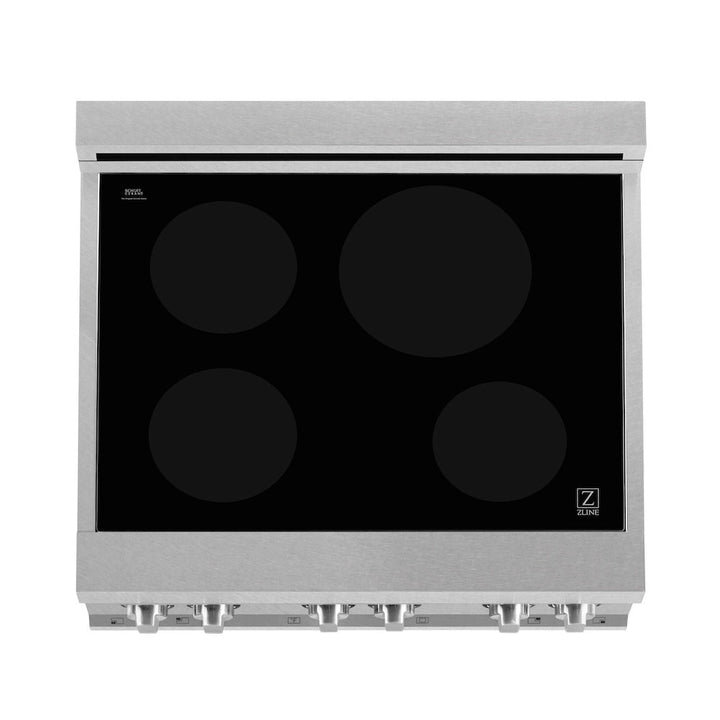ZLINE 30 in. 4.0 cu. ft. Legacy Induction Range with 4 Element Cooktop and Electric Oven in Satin Stainless Steel and Blue Gloss Door, Open Box-Excellent Condition
