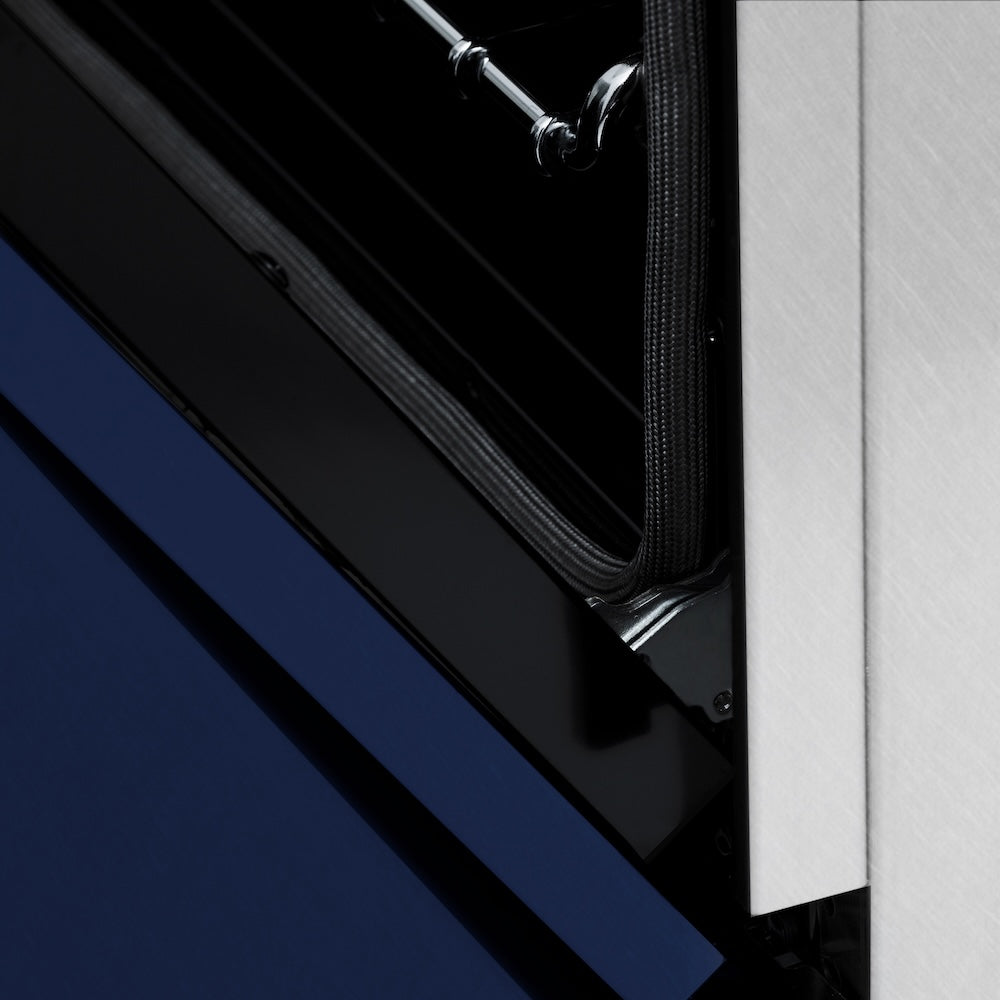 ZLINE 36 in. 4.6 cu. ft. Legacy Induction Range with 5 Element Cooktop and Electric Oven in Satin Stainless Steel and Blue Gloss Door, Open Box-Excellent Condition