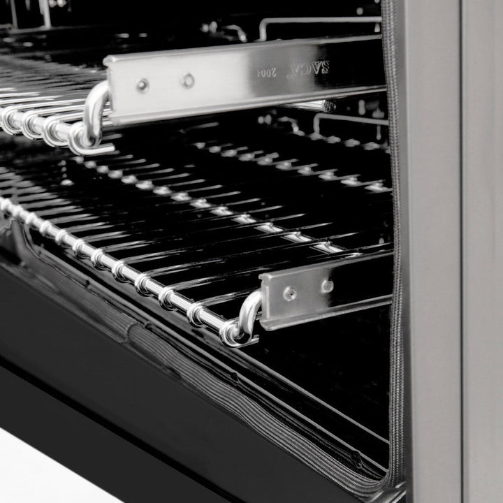 ZLINE 24 in. 2.8 cu. ft. Legacy Dual Fuel Range with 4 Burner Gas Cooktop and Electric Convection Oven in Stainless Steel and Black Matte Door (RA-BLM-24)