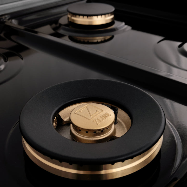 ZLINE 60 in. 7.4 cu. ft. Legacy Dual Fuel Range with Gas Cooktop and 2 Electric Convection Ovens in Satin Stainless Steel with 8 Brass Burners and Griddle (RAS-SN-BR-GR-60)