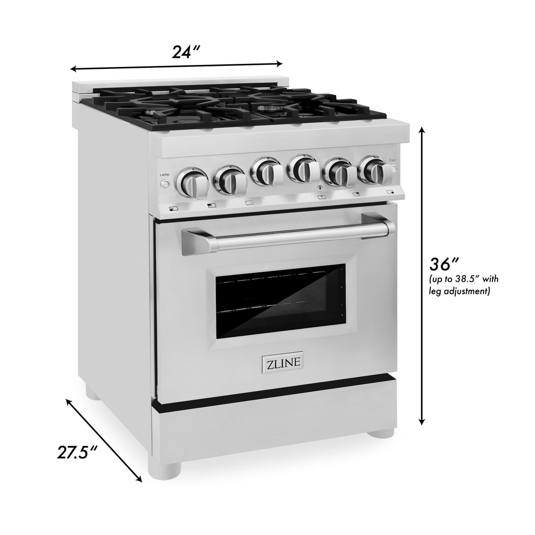 ZLINE 24" 2.8 cu. ft. Range W/ Gas Stove &amp; Gas Oven in Stainless Steel