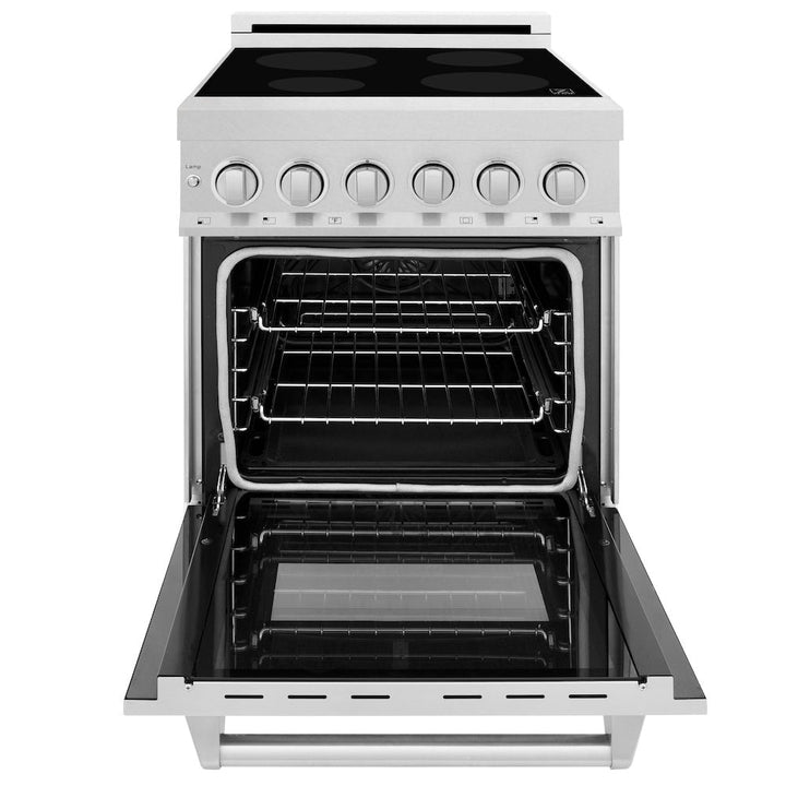 ZLINE 24 in. 2.8 cu. ft. Legacy Induction Range with 4 Element Cooktop and Electric Oven in Satin Stainless Steel, Open Box-Excellent Condition