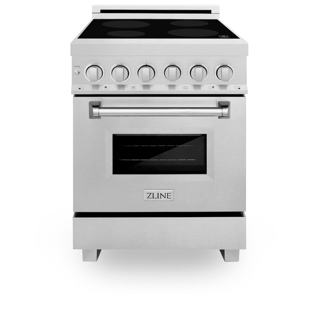 ZLINE 24 in. 2.8 cu. ft. Legacy Induction Range with 4 Element Cooktop and Electric Oven in Satin Stainless Steel, Open Box-Excellent Condition