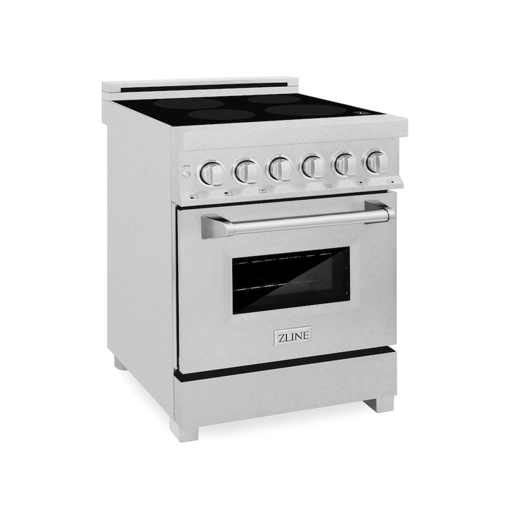 ZLINE 24 in. 2.8 cu. ft. Legacy Induction Range with 4 Element Cooktop and Electric Oven in Satin Stainless Steel, Open Box-Excellent Condition