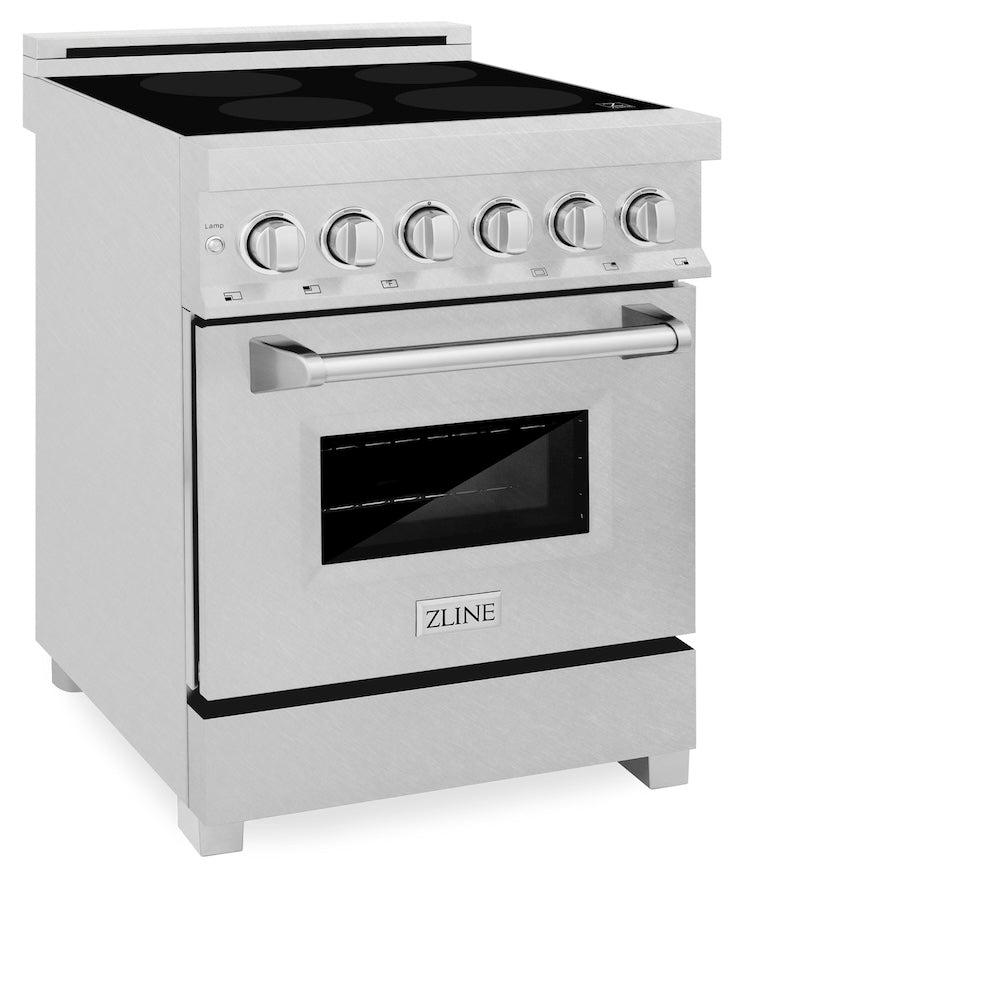 ZLINE 24 in. 2.8 cu. ft. Legacy Induction Range with 4 Element Cooktop and Electric Oven in Satin Stainless Steel, Open Box-Excellent Condition