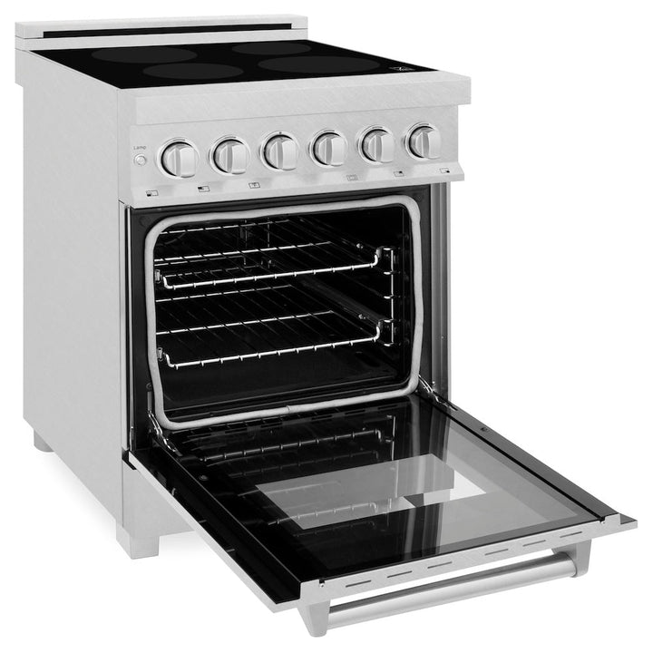 ZLINE 24 in. 2.8 cu. ft. Legacy Induction Range with 4 Element Cooktop and Electric Oven in Satin Stainless Steel, Open Box-Excellent Condition