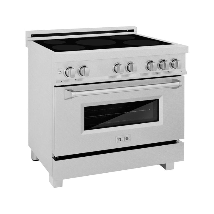 ZLINE 36 in. 4.6 cu. ft. Legacy Induction Range with 5 Element Cooktop and Electric Oven in Satin Stainless Steel, Open Box-Excellent Condition