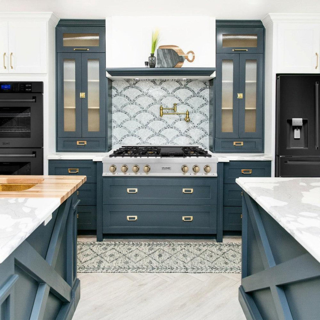 ZLINE Autograph Edition Legacy Gas Rangetops in Satin Stainless Steel with Champagne Bronze Accents – 30", 36", &amp; 48"