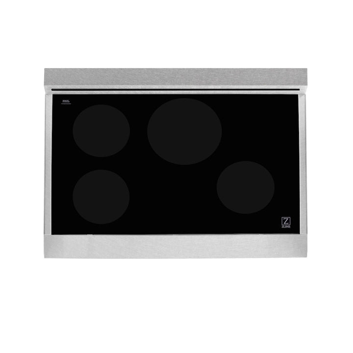 ZLINE 36 in. 4.6 cu. ft. Legacy Induction Range with 5 Element Cooktop and Electric Oven in Satin Stainless Steel and Red Gloss Door, Open Box-Excellent Condition