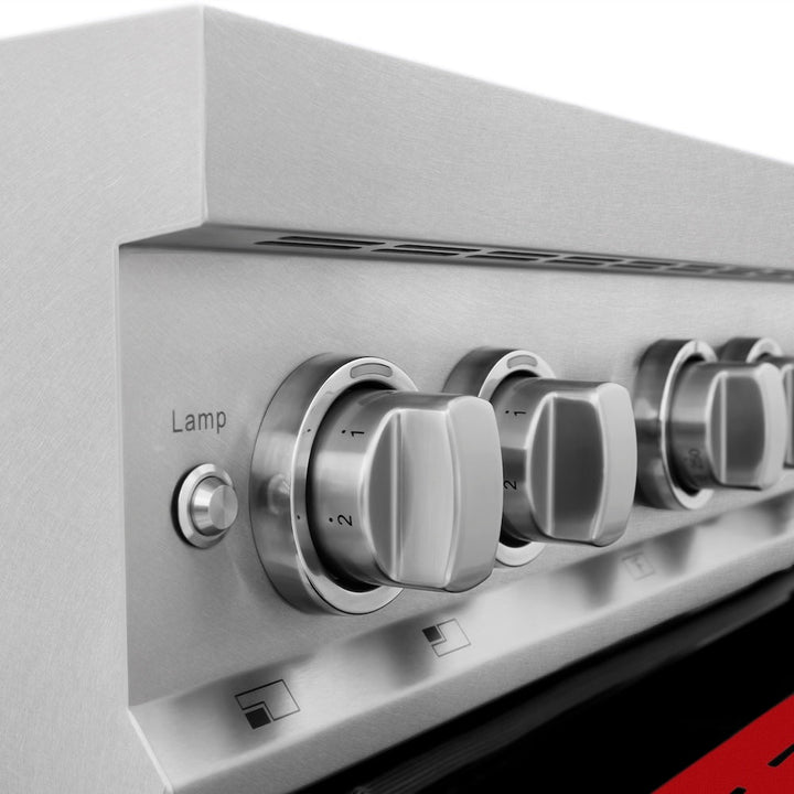 ZLINE 30 in. 4.0 cu. ft. Legacy Induction Range with 4 Element Cooktop and Electric Oven in Satin Stainless Steel and Red Gloss Door, Open Box-Excellent Condition