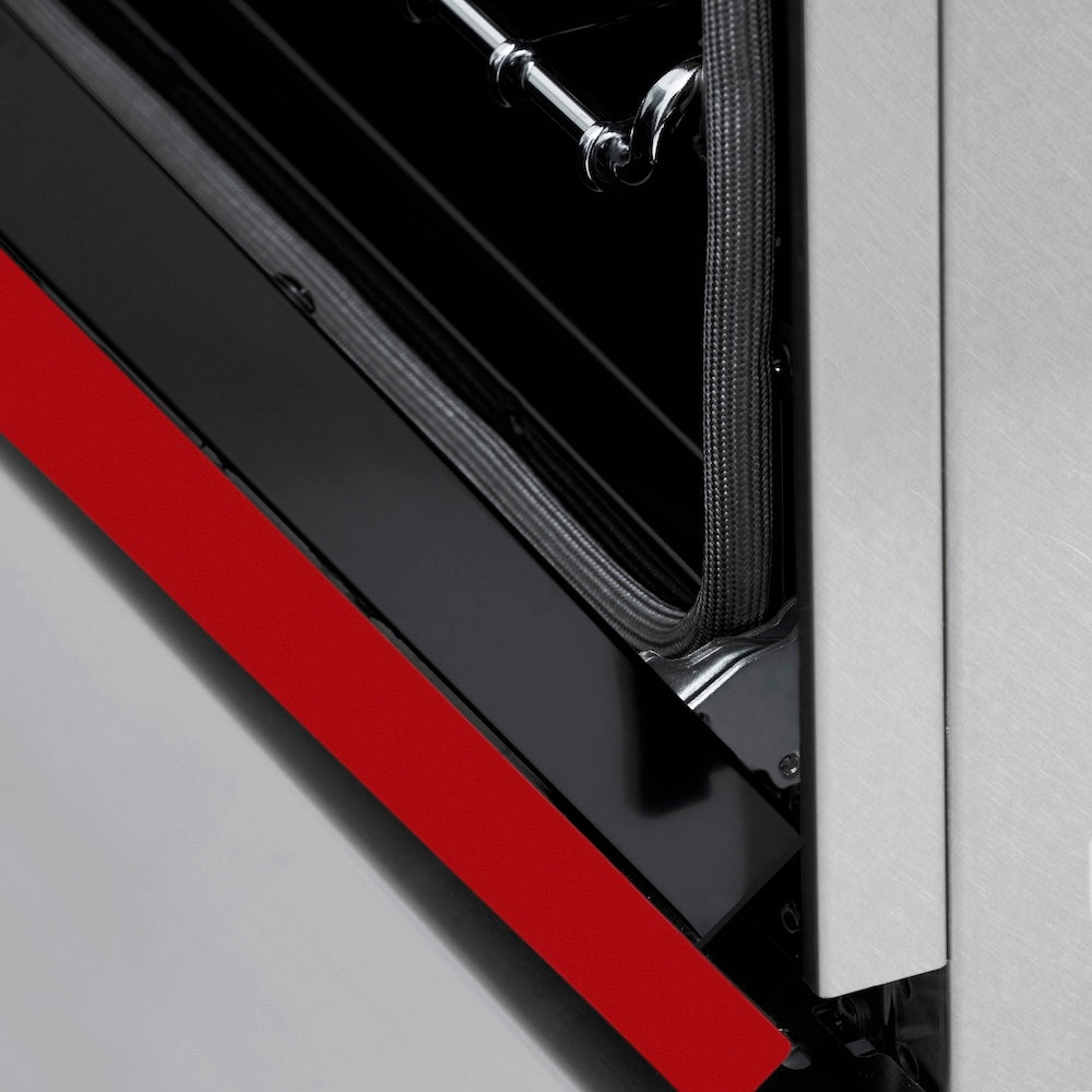ZLINE 30 in. 4.0 cu. ft. Legacy Induction Range with 4 Element Cooktop and Electric Oven in Satin Stainless Steel and Red Gloss Door, Open Box-Excellent Condition
