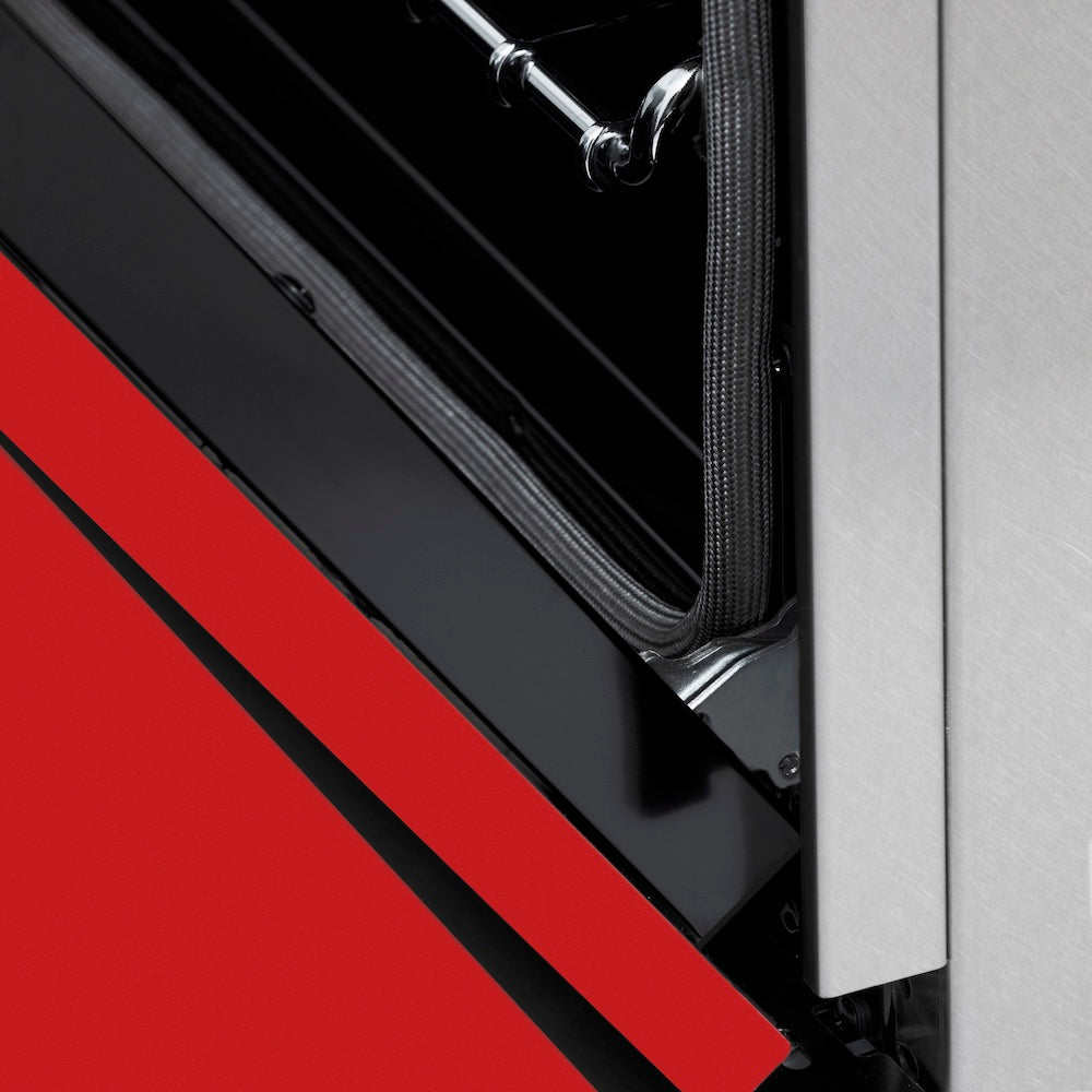 ZLINE 30 in. 4.0 cu. ft. Legacy Induction Range with 4 Element Cooktop and Electric Oven in Satin Stainless Steel and Red Matte Door, Open Box-Excellent Condition