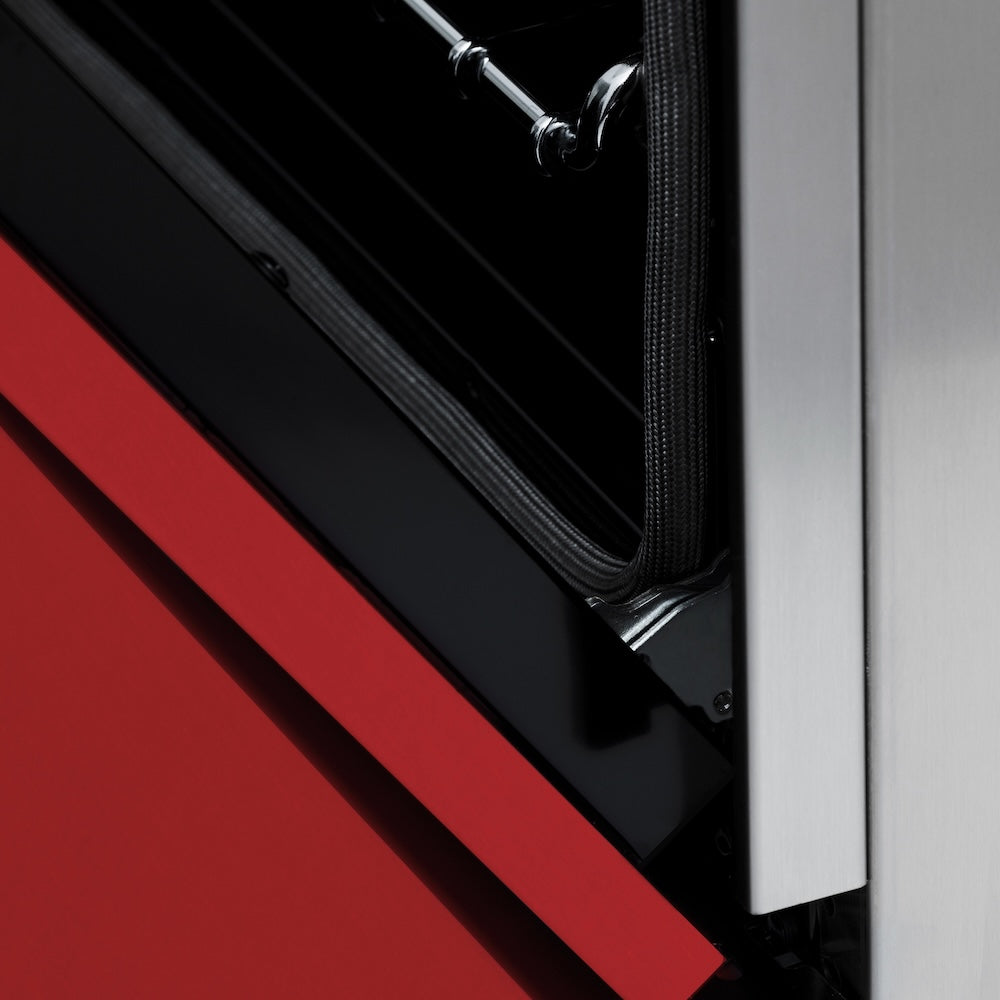 ZLINE 36 in. 4.6 cu. ft. Legacy Induction Range with 5 Element Cooktop and Electric Oven in Satin Stainless Steel and Red Matte Door, Open Box-Excellent Condition