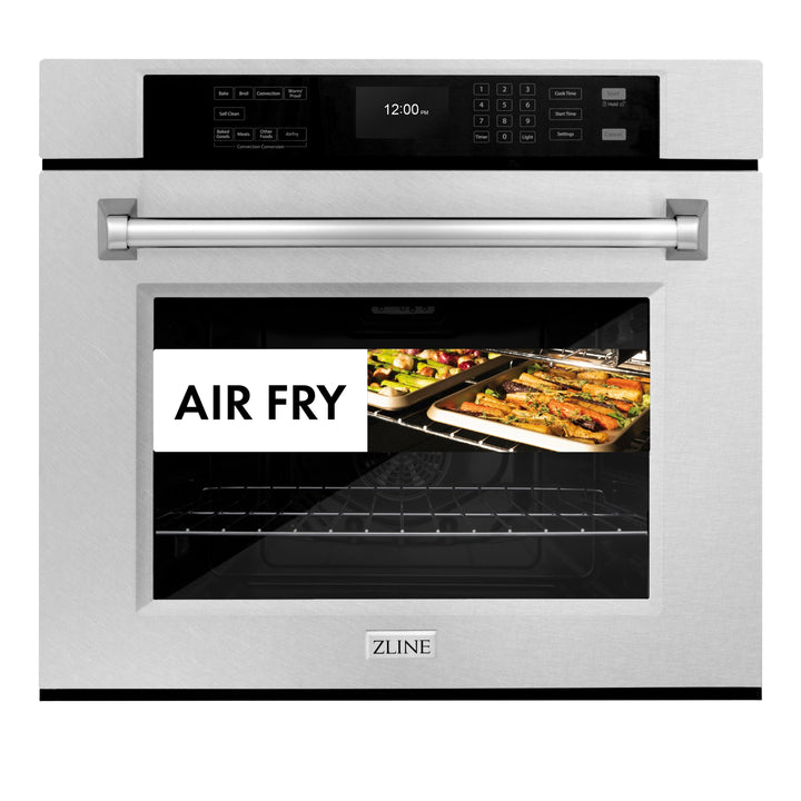 ZLINE 30" Professional Single Wall Oven with Air Fry and Self-Clean in DuraSnow® Stainless Steel, WASS-30