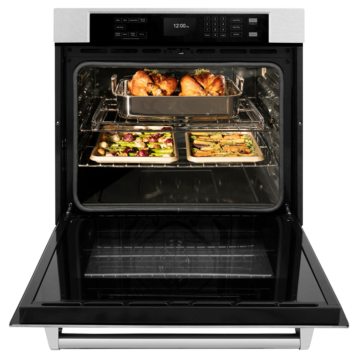 ZLINE 30" Professional Single Wall Oven with Air Fry and Self-Clean in DuraSnow® Stainless Steel, WASS-30