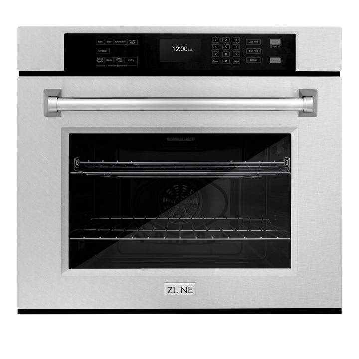 ZLINE 30" Professional Single Wall Oven with Air Fry and Self-Clean in DuraSnow® Stainless Steel, WASS-30