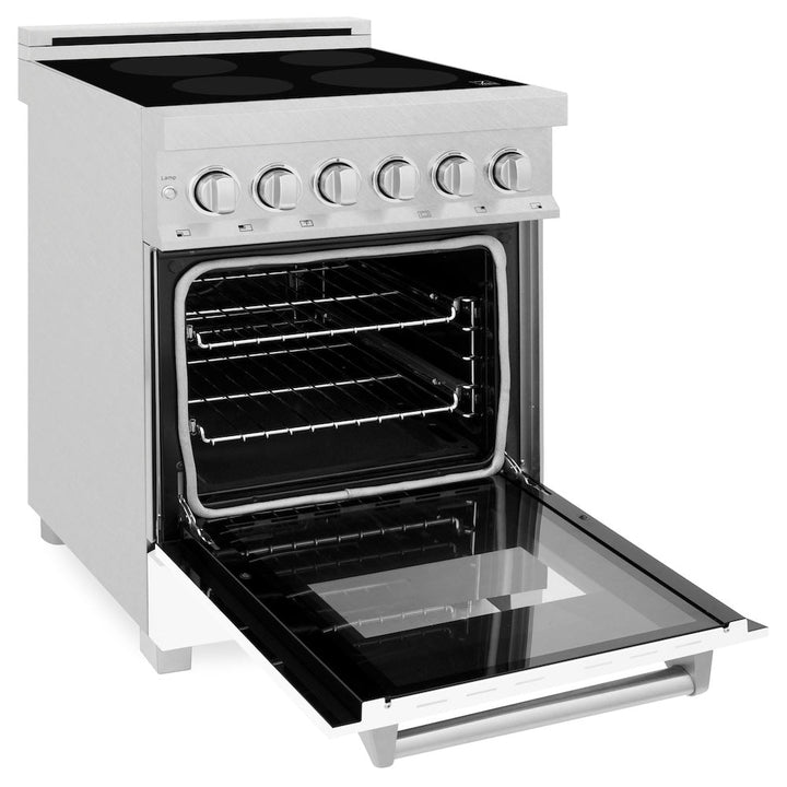 ZLINE 24 in. 2.8 cu. ft. Legacy Induction Range with 4 Element Cooktop and Electric Oven in Satin Stainless Steel and White Matte Door (RAINDS-WM-24)