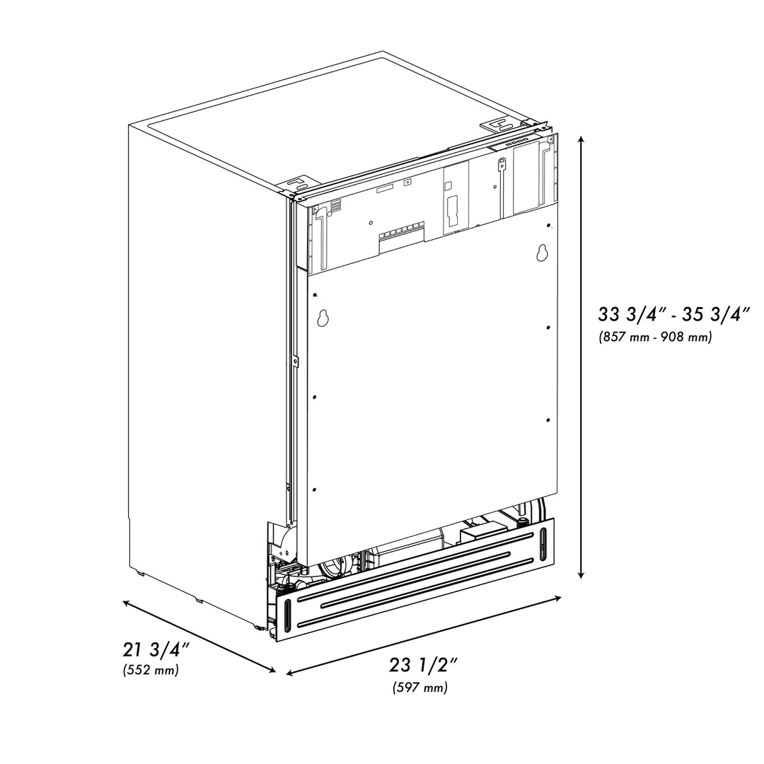 ZLINE 24" Tallac Series 3rd Rack Tall Tub Dishwasher in Custom Panel Ready with Stainless Steel Tub