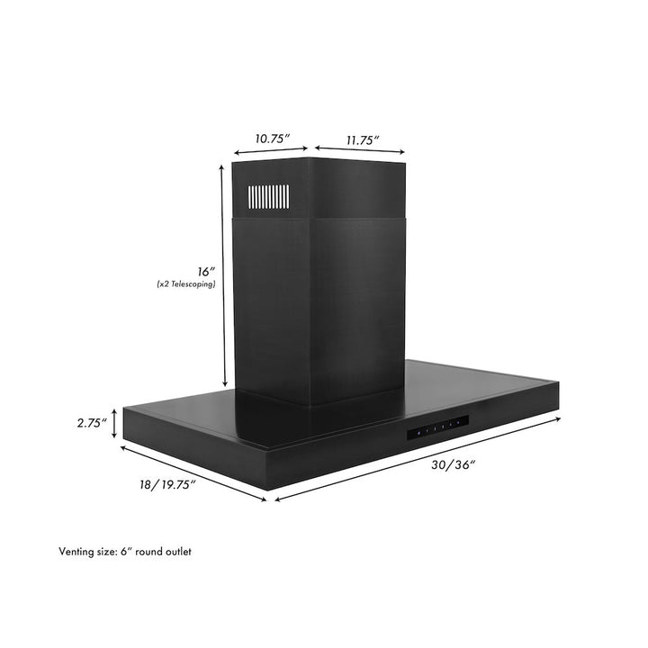 ZLINE 30 in. Convertible Vent Wall Mount Range Hood in Black Stainless Steel, Handle Open Box-Excellent Condition