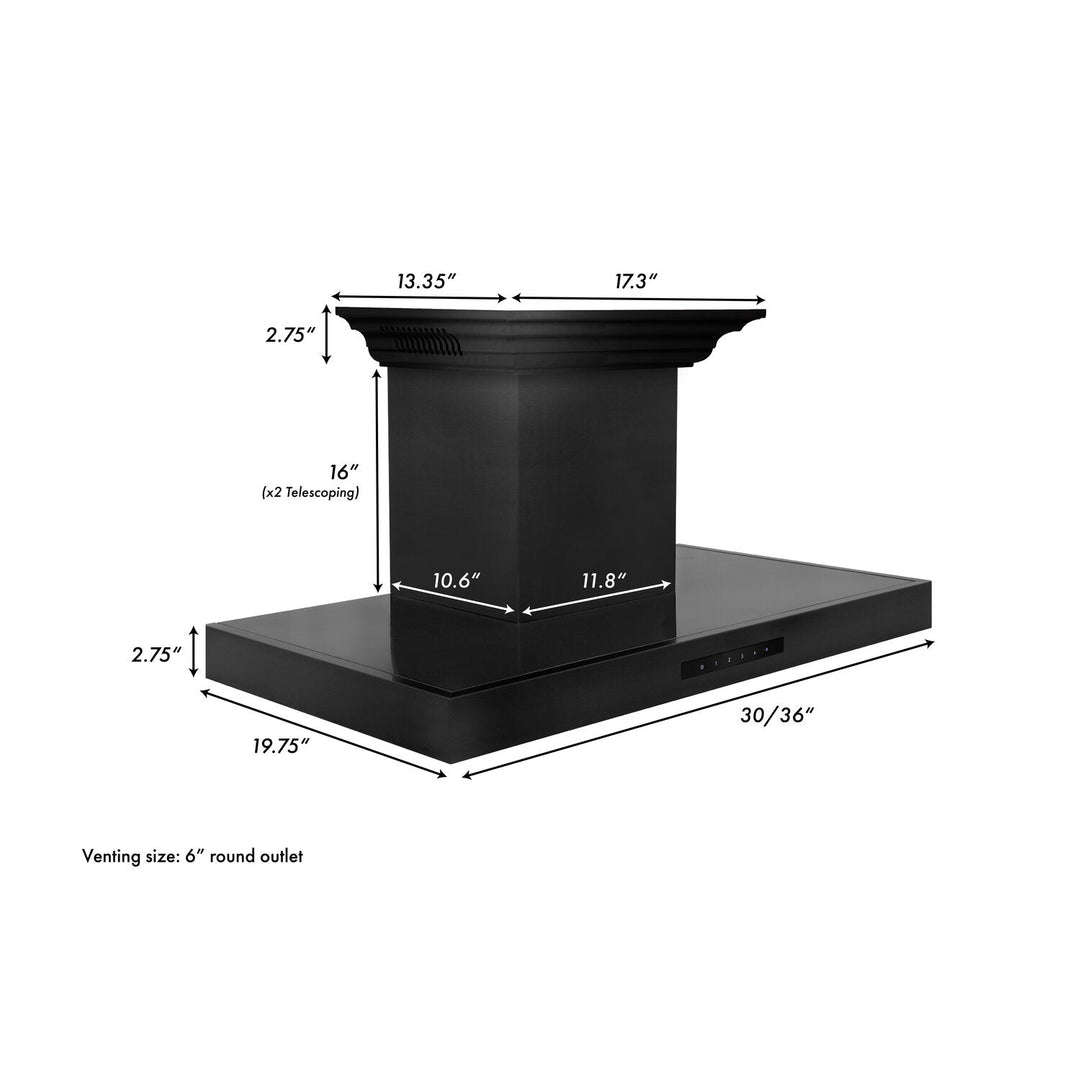 ZLINE 30" Wall Mount Range Hood with 4-Speed 400 CFM Motor W/CrownSound Bluetooth Speakers