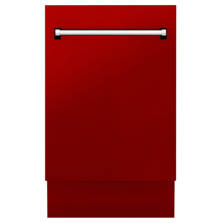 ZLINE 18 in. Tallac Series 3rd Rack Top Control Built-In Dishwasher in Red Gloss with Stainless Steel Tub, 51dBa (DWV-RG-18)