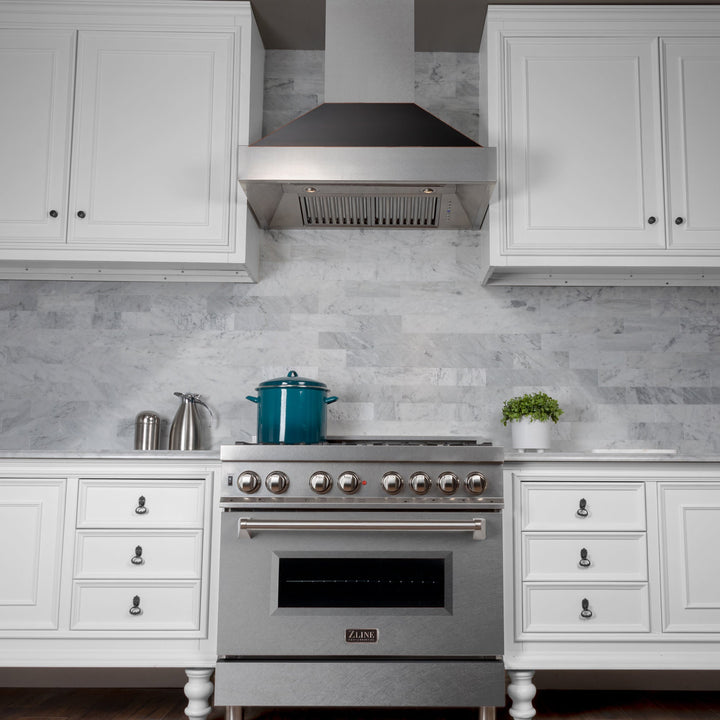 36" Ducted Fingerprint Resistant Stainless Steel Range Hood with Oil Rubbed Bronze Shell (8654ORB-36)