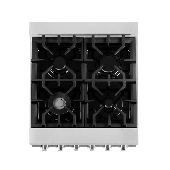 ZLINE 24 in. 2.8 cu. ft. Legacy Dual Fuel Range with 4 Burner Gas Cooktop and Electric Convection Oven in Satin Stainless Steel, Open Box-Excellent Condition