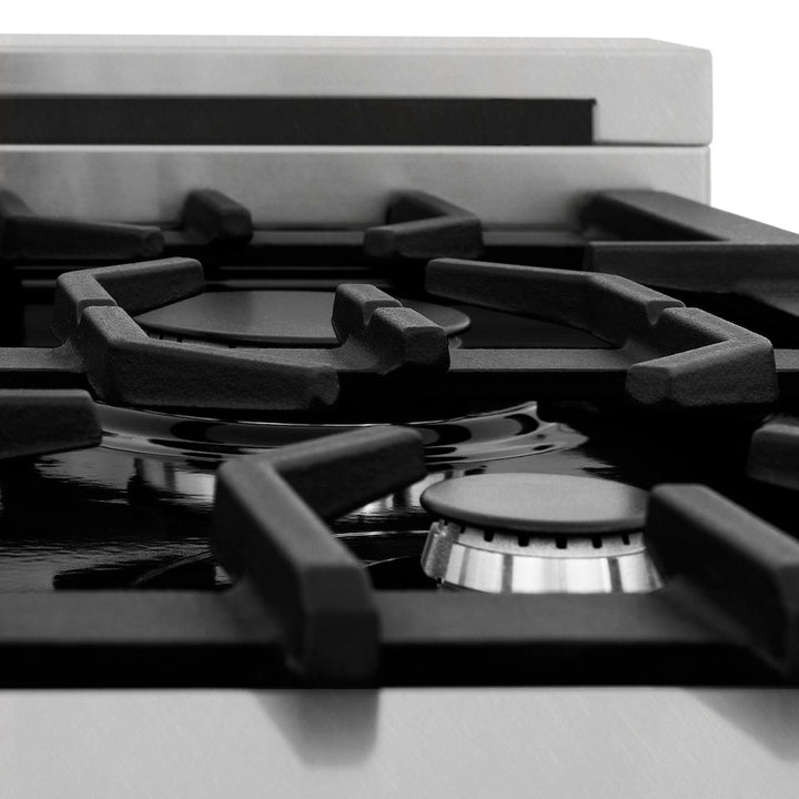 ZLINE 30 in. 4.0 cu. ft. Legacy Dual Fuel Range with 4 Burner Gas Cooktop and Electric Convection Oven in Satin Stainless Steel (RAS-SN-30)