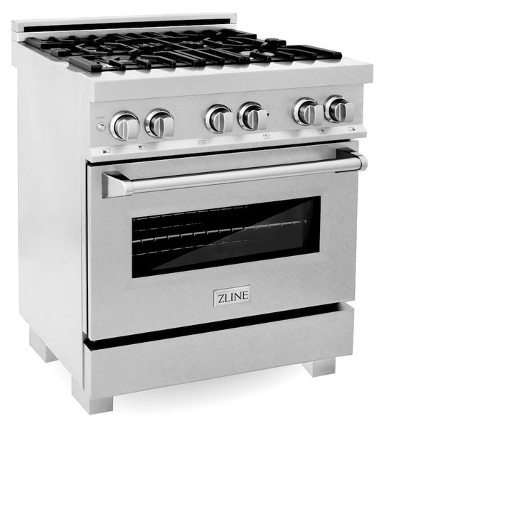 ZLINE 30 in. 4.0 cu. ft. Legacy Dual Fuel Range with 4 Burner Gas Cooktop and Electric Convection Oven in Satin Stainless Steel, Open Box-Excellent Condition