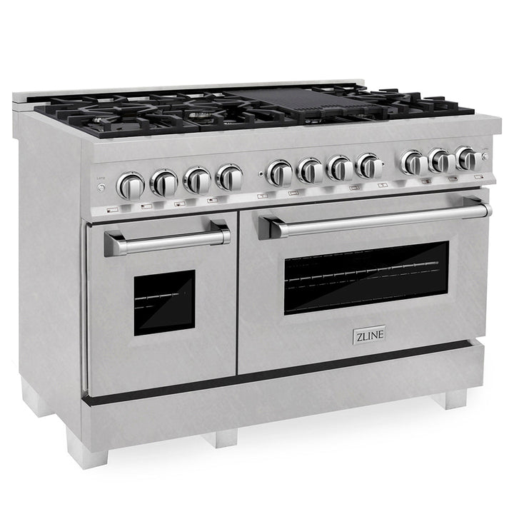 ZLINE 48 in. 6.0 cu. ft. Legacy Dual Fuel Range with 7 Burner Gas Cooktop and 2 Electric Ovens in Satin Stainless Steel, Open Box-Excellent Condition