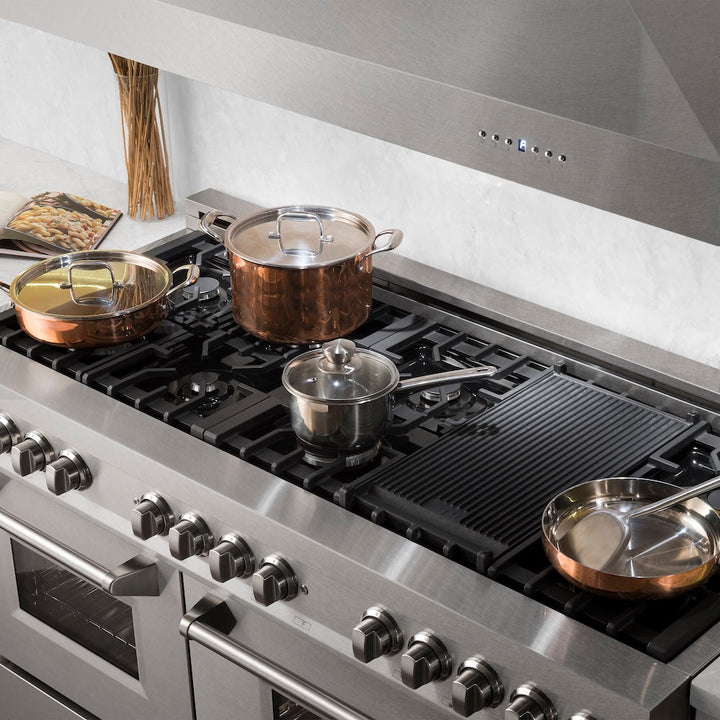 ZLINE 60 in. 7.4 cu. ft. Legacy Dual Fuel Range with 9 Burner Gas Cooktop and 2 Electric Convection Ovens in Satin Stainless Steel, Open Box-Excellent Condition