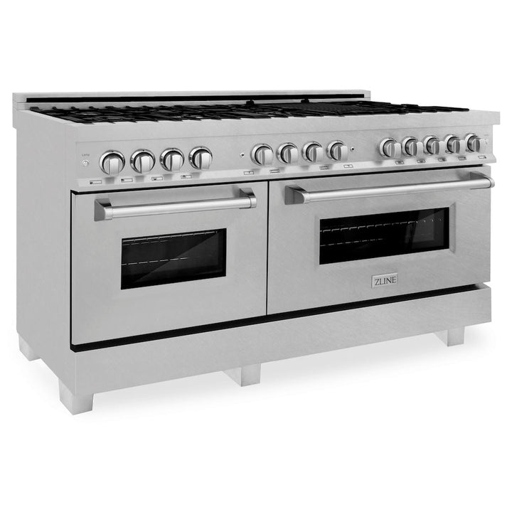 ZLINE 60 in. 7.4 cu. ft. Legacy Dual Fuel Range with 9 Burner Gas Cooktop and 2 Electric Convection Ovens in Satin Stainless Steel (RAS-SN-60)
