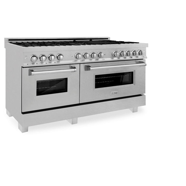 ZLINE 60 in. 7.4 cu. ft. Legacy Dual Fuel Range with 9 Burner Gas Cooktop and 2 Electric Convection Ovens in Satin Stainless Steel, Open Box-Excellent Condition