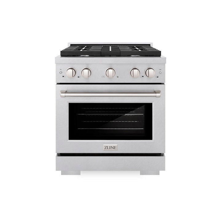 ZLINE 30 in. 4.2 cu. ft. Paramount Dual Fuel Range with 4 Burner Gas Cooktop and Electric Convection Oven in Satin Stainless Steel, Open Box-Excellent Condition