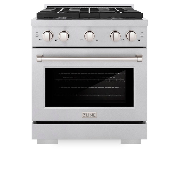 ZLINE 30 in. 4.2 cu. ft. Paramount Dual Fuel Range with 4 Burner Gas Cooktop and Electric Convection Oven in Satin Stainless Steel, Open Box-Excellent Condition