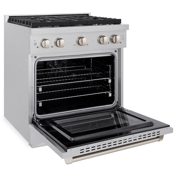 ZLINE 30 in. 4.2 cu. ft. Paramount Dual Fuel Range with 4 Burner Gas Cooktop and Electric Convection Oven in Satin Stainless Steel, Open Box-Excellent Condition