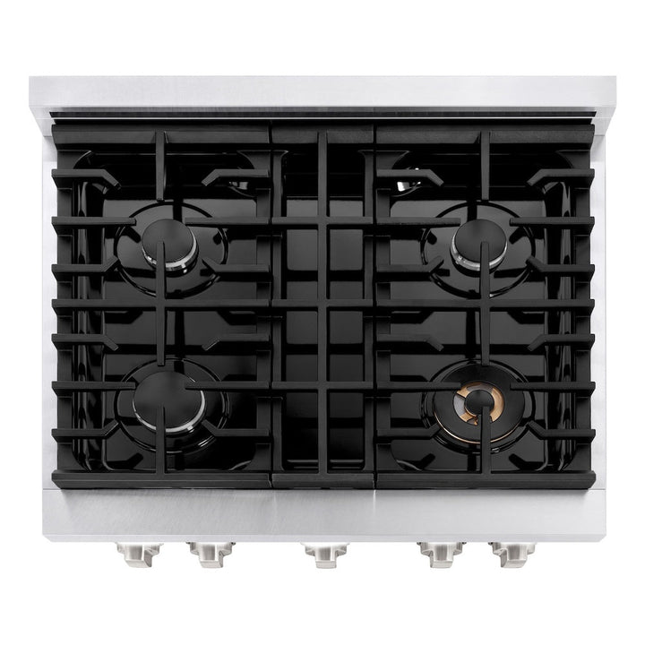 ZLINE 30 in. 4.2 cu. ft. Paramount Dual Fuel Range with 4 Burner Gas Cooktop and Electric Convection Oven in Satin Stainless Steel, Open Box-Excellent Condition