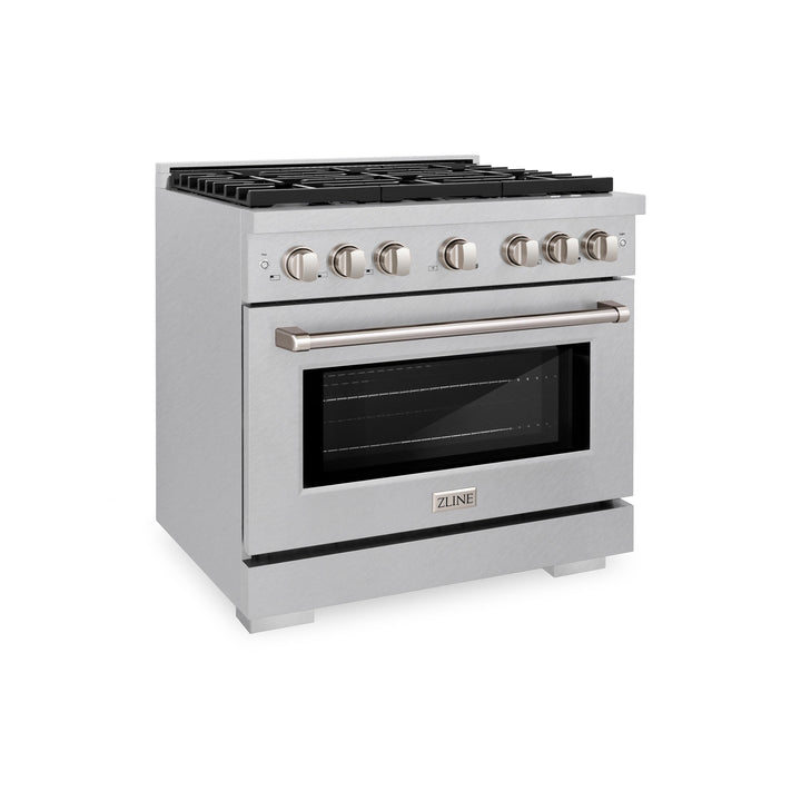 ZLINE 36 in. 5.2 cu. ft. Paramount Dual Fuel Range with 6 Burner Gas Cooktop and Electric Convection Oven in Satin Stainless Steel, Open Box-Excellent Condition