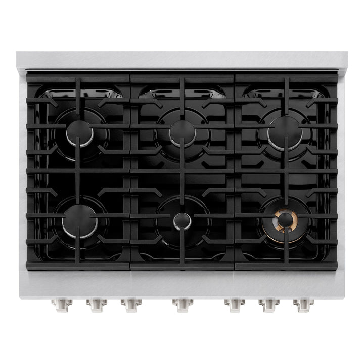 ZLINE 36 in. 5.2 cu. ft. Paramount Dual Fuel Range with 6 Burner Gas Cooktop and Electric Convection Oven in Satin Stainless Steel, Open Box-Excellent Condition