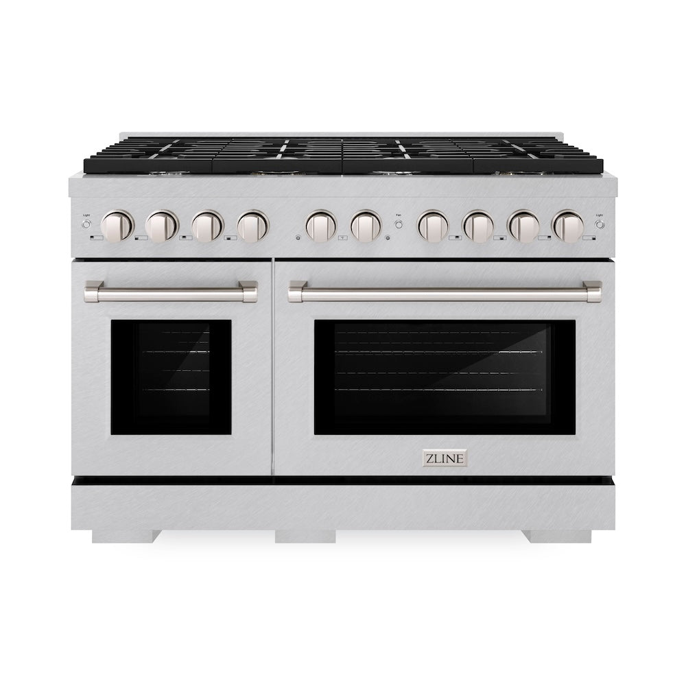 ZLINE 48 in. 6.7 cu. ft. Paramount Double Oven Dual Fuel Range with 8 Burner Gas Cooktop in Satin Stainless Steel, Open Box-Excellent Condition