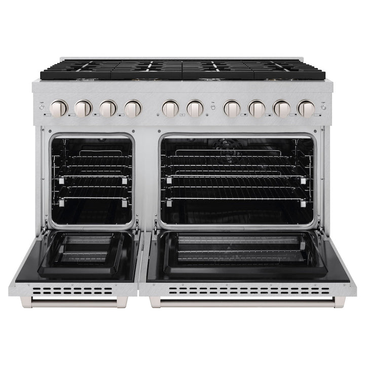ZLINE 48 in. 6.7 cu. ft. Paramount Double Oven Dual Fuel Range with 8 Burner Gas Cooktop in Satin Stainless Steel, Open Box-Excellent Condition