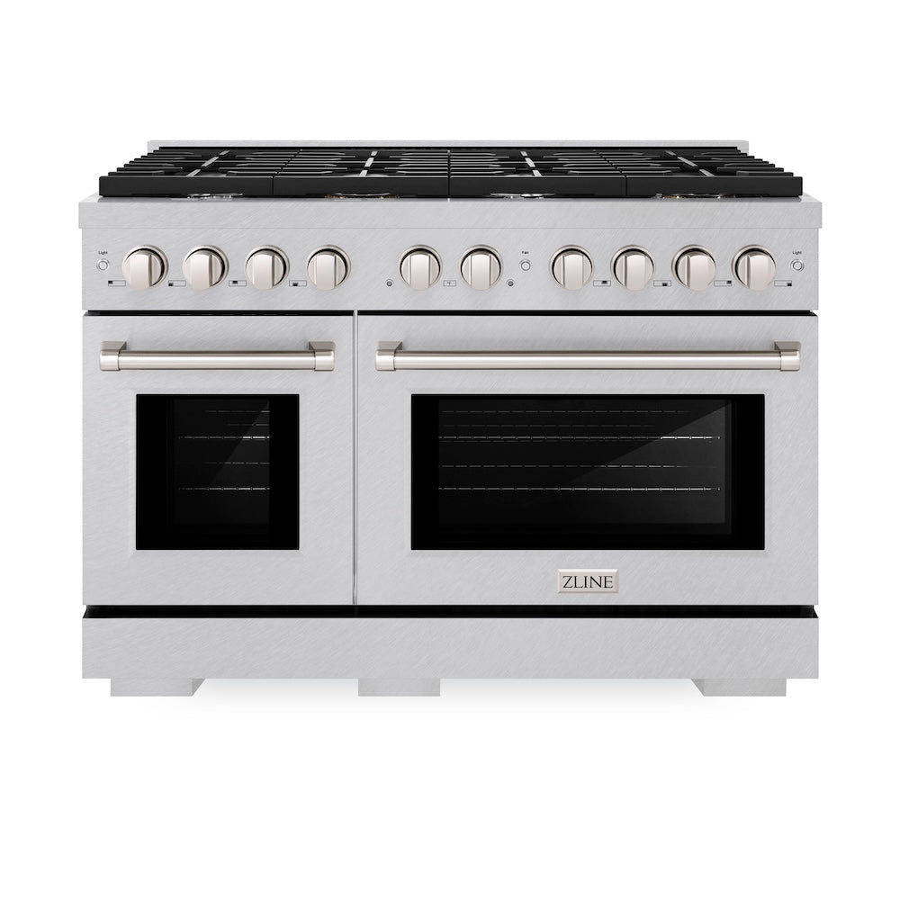 ZLINE 48 in. 6.7 cu. ft. Paramount Double Oven Dual Fuel Range with 8 Burner Gas Cooktop in Satin Stainless Steel, Open Box-Excellent Condition