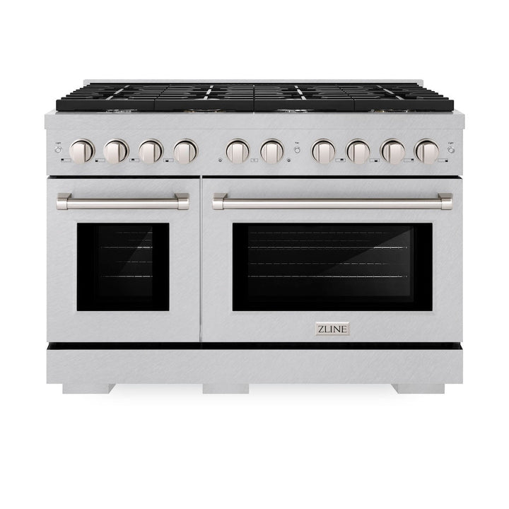 ZLINE 48 in. 6.7 cu. ft. Paramount Double Oven Dual Fuel Range with 8 Burner Gas Cooktop in Satin Stainless Steel, Open Box-Excellent Condition