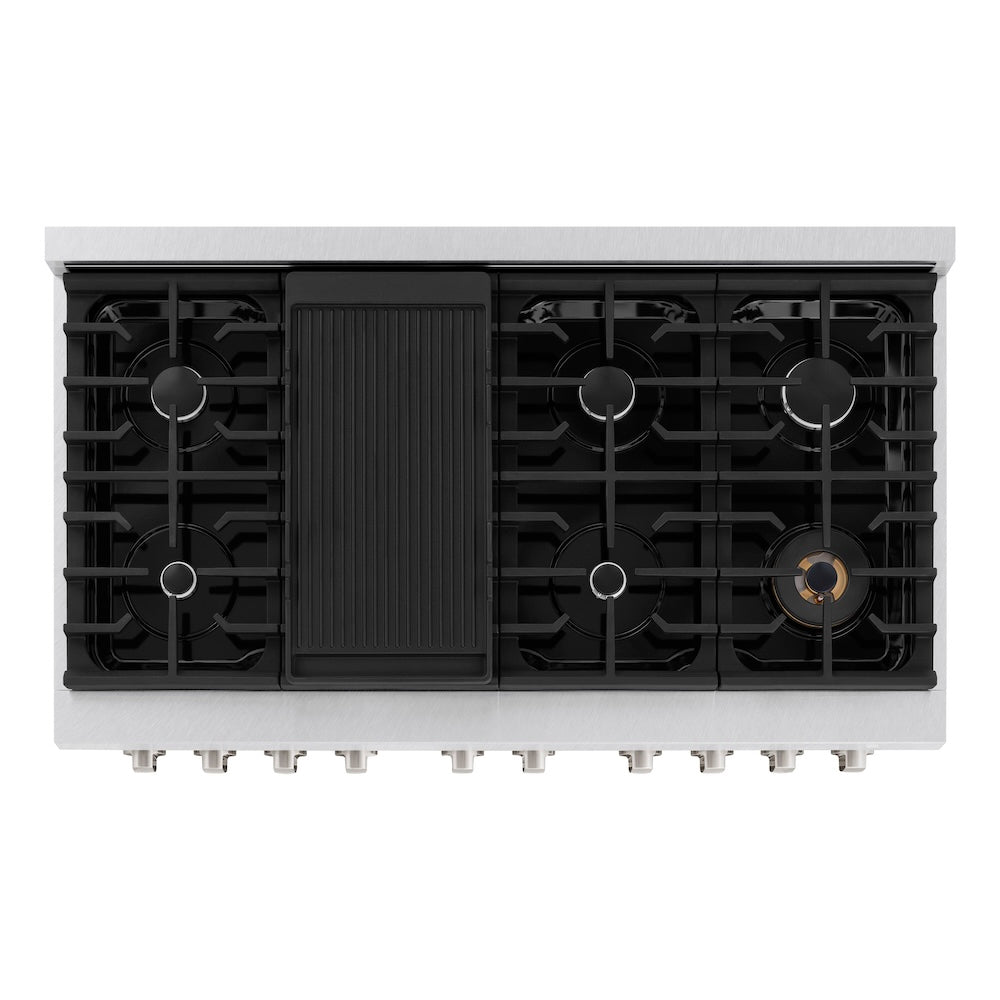 ZLINE 48 in. 6.7 cu. ft. Paramount Double Oven Dual Fuel Range with 8 Burner Gas Cooktop in Satin Stainless Steel, Open Box-Excellent Condition