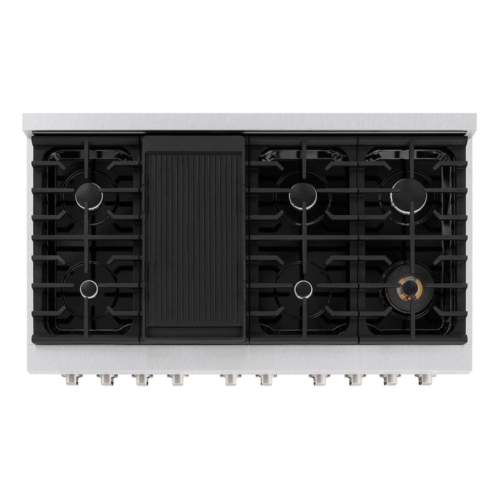 ZLINE 48 in. 6.7 cu. ft. Paramount Double Oven Dual Fuel Range with 8 Burner Gas Cooktop in Satin Stainless Steel, Open Box-Excellent Condition