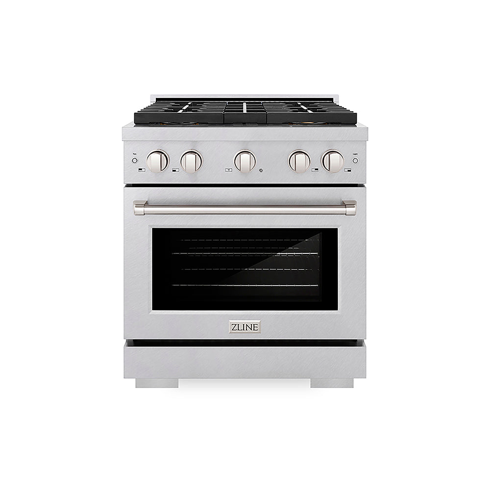 ZLINE 30 in. 4.2 cu. ft. Paramount Dual Fuel Range with 4 Burner DuoPro™ Cooktop and Electric Convection Oven in Satin Stainless Steel, Open Box-Excellent Condition