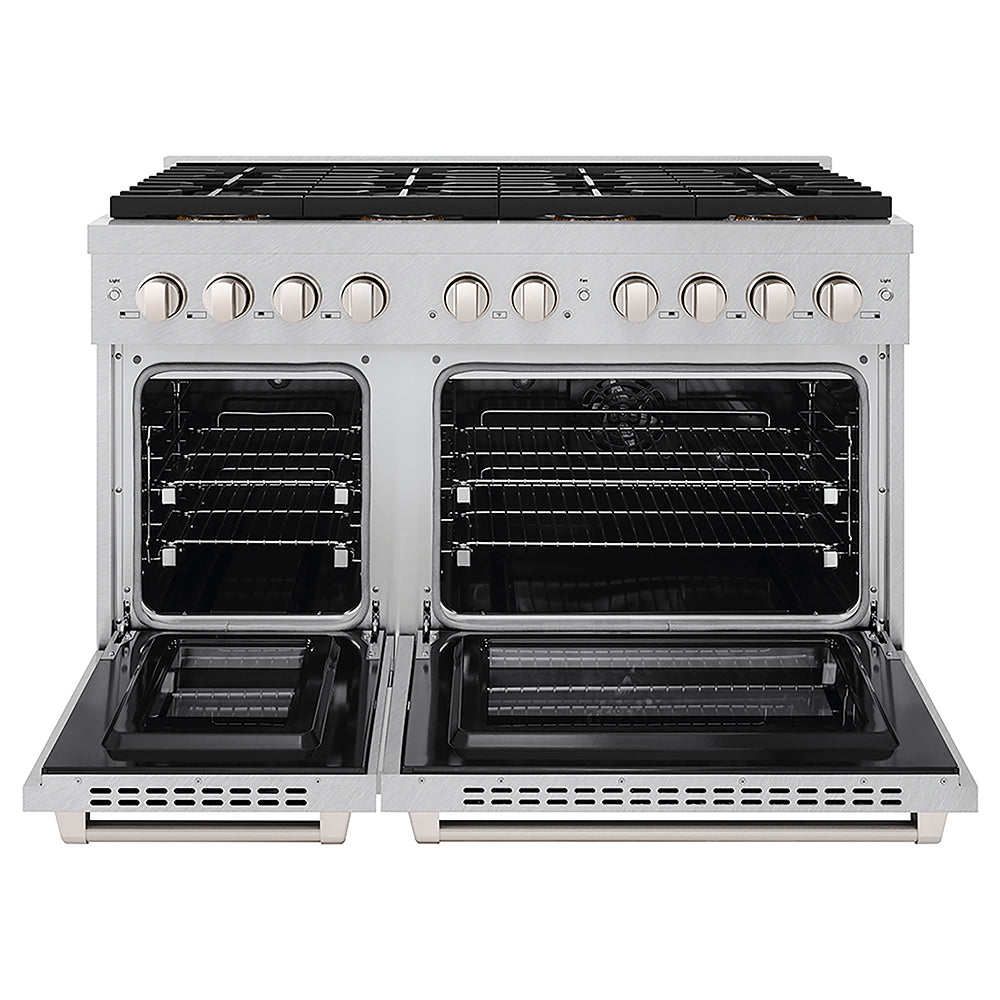 ZLINE 48 in. 6.7 cu. ft. Paramount Dual Fuel Range with 8 Burner DuoPro™ Cooktop and Dual Ovens in Satin Stainless Steel, Open Box-Excellent Condition
